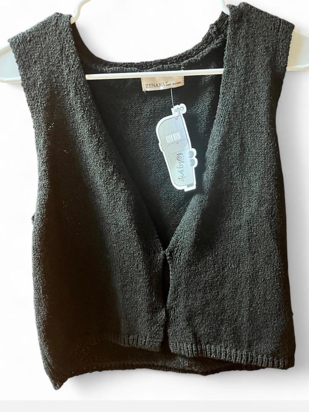 Zenana Cropped Open Front Vest Black Grandmacore